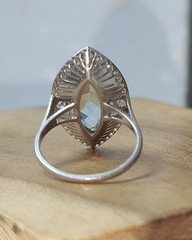 Vintage Platinum Engagement Ring 5.50ct.Natural Sky Blue Marquise Aquamarine