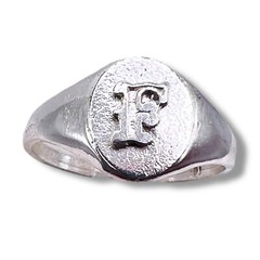 Initial Letter F Signet 925 Sterling Silver Child Baby Woman Pinky Ring Size 3.5