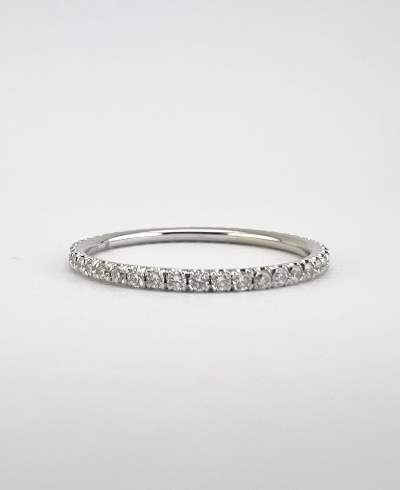 Designer 14k White Gold .45ct Pave Diamond Eternity Wedding Stackable Band Ring