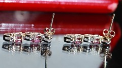 14k multi tone gold 1.03ct natural dia dangle earrings ruby heart treated 2.27gr