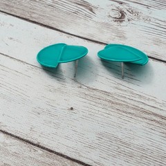 Vintage Stud Earrings For Pierced Ears Unusual Teal 7/8″