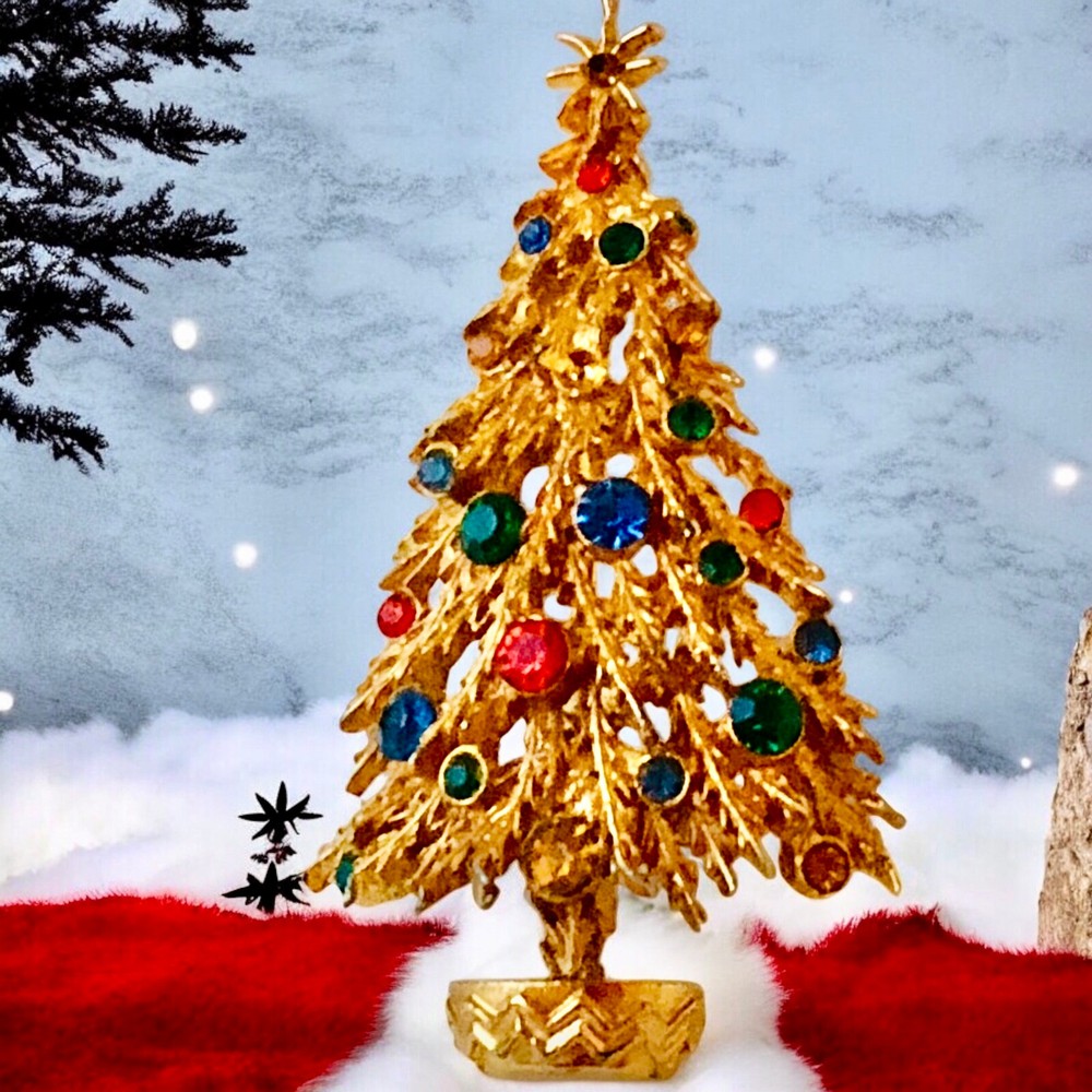 ART Arthur Pepper Vintage Christmas Tree Brooch Pin Signed – missing A stone