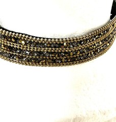 Necklace Bracelet Brooch Lot Beads Rhinestones Dark Gray Black 3 Pieces VTG