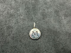 0.66g Vintage Sterling Silver 925 Round Pendant Letter M Monogram Charm M