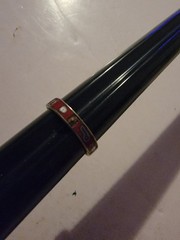 Copper Enamel Hand Painted Cloisone Ring Size 7.5 Red Symbols
