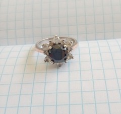Vintage Ring with stone Sterling Silver 925 Gold 375 test Women Jewelry size 8.5