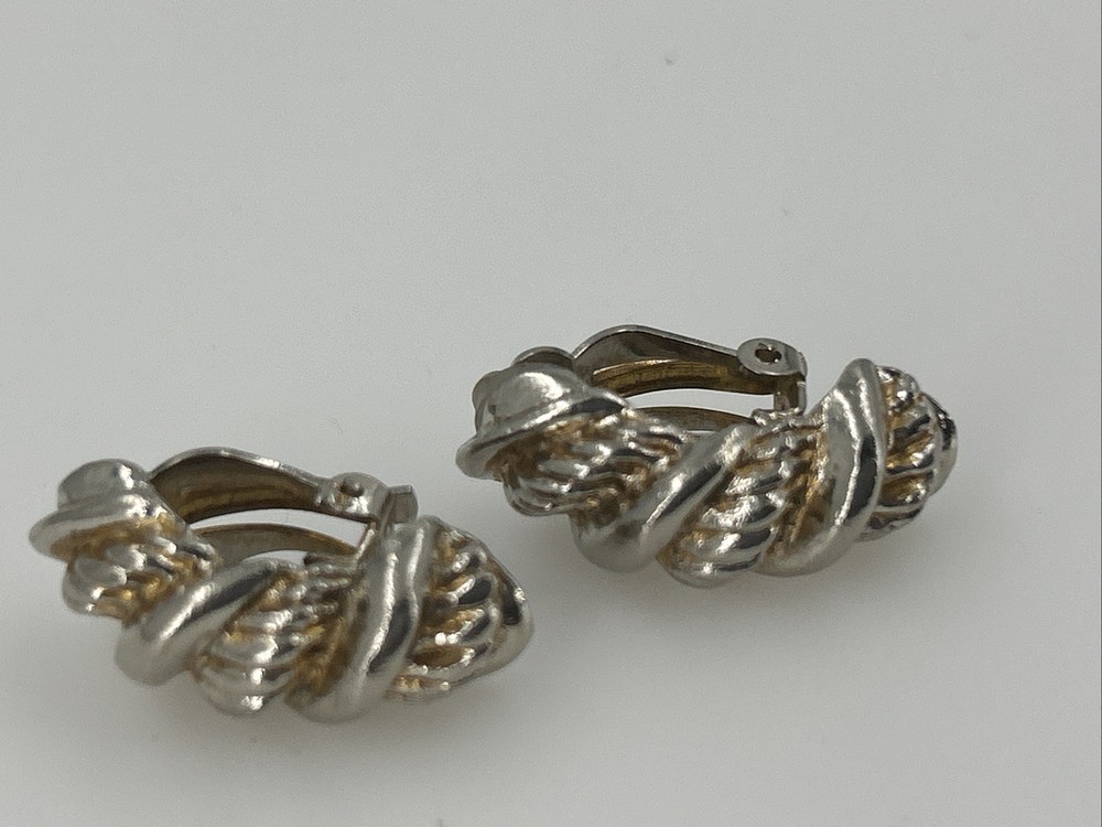 Vintage Gold & Silver Tone Heavy Clip On Earrings