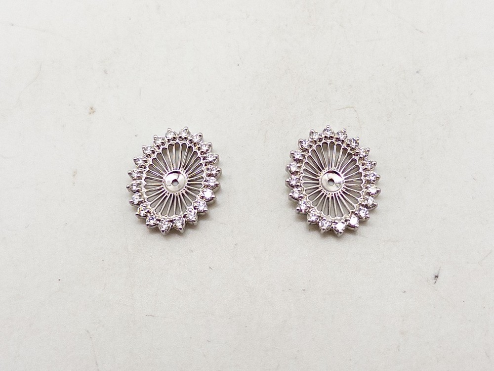 $5850 Signed JABEL 1.50ct VS G Diamond 18k White Gold EARRING JACKETS 5g
