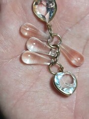 Vintage Gold Tone Clear Acrylic Lucite Dangle Heart Tear Drop Earrings Pierced