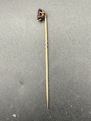 Antique 10k Or Better Yellow Gold and Almandine Garnet Solitaire Stickpin