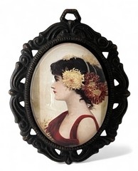 Retro Art Nouveau Revival Portrait Under Glass Pendant