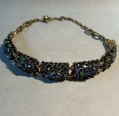 Vtg. Barclay Gold Tone Multi Color Rhinestones Necklace 14 7/8″