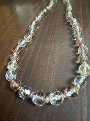 Vintage Crystal Liz Claiborne Faceted Bead Pastel Pink & Blue Necklace