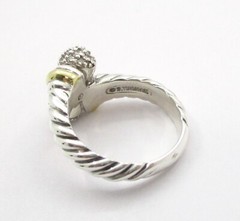 David Yurman Cable Bypass Pave Diamond Ring 0.33CTW Sterling Silver & 18K Size 6