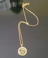 Vintage Nina Ricci Rhinestone Abalone Pendant Necklace 17″ w/3in. Extender