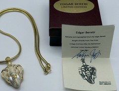 Edgar Berebi Elephant Locket Maharaja Pendant Necklace w/ Chain 1997 Vintage COA