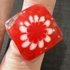 Lucite Plastic Ring Size 8 Red