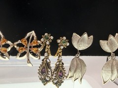 Vintage Clip On & Screw Back Earring Lot 9 Pairs Trifari Lisner Star Signed