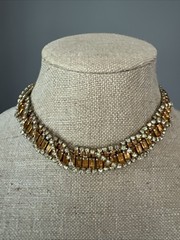 VTG. KRAMER N.Y. PARURE TOPAZ & CLEAR RHINESTONE NECKLACE BRACELET EARRING SET
