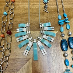 Vintage Turquoise Color Signed RMN JLo Fossil Necklace Bracelet Jewelry Lot