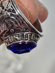 4pc Lot Size 12 Men US Army Military Rings Blue Sapphire Simulated Stone Bulk