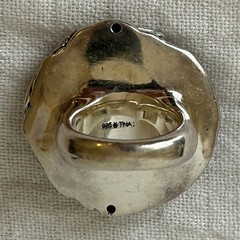 Artisan Sterling Silver Rose Dome Ring – Floral Overlay, Size 7, 1990s–2000s