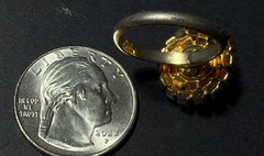 Vintage Emerald Aurora Borealis Rhinestone Adjustable Band Ring Costume Jewelry