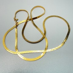 Monet Vintage Gold Tone Long Herringbone Necklace 29″ Opera Everyday Statement