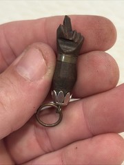 VERY RARE Vintage FOLK ART Hand Carved FIGA Good Luck Necklace Pendant