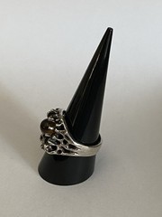 Vintage Men’s Sterling Silver Brutalist Tigers Eye Ring Modern Design Sz. 9.5″