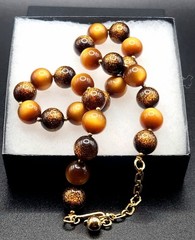 Vintage Trifari necklace Moonglow & Brown Confetti Lucite 1970-80’s Collectible