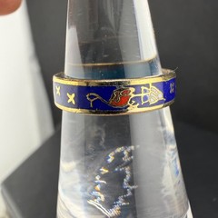 Vintage Cloisonne Enamel Band Blue Ring size 4.75