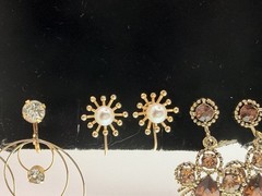 Vintage Clip On & Screw Back Earring Lot 9 Pairs Trifari Lisner Star Signed