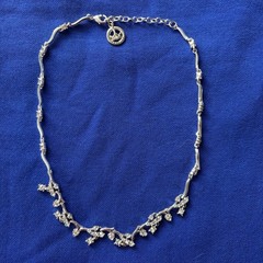 Trifari Crown Rhinestone Cluster Chain Necklace Coker Silver Tone 16-18” Floral