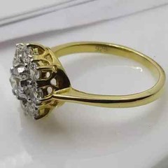 Art Deco Vintage Style Lab Created Diamond Wedding 14k Yellow Gold Finish Ring