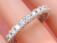 VINTAGE 1.35 ctw BRILLIANT DIAMOND PLATINUM ETERNITY BAND RING 1950 sz 10-10.25