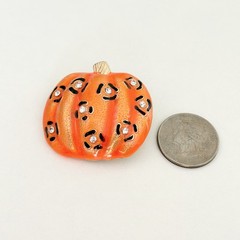 Ladies Orange Enamel Pumpkin Rhinestone Gold Tone Fall Autumn Brooch Pin