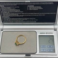 Petite Vintage 14 Karat Yellow Gold Emerald & Diamond Ballerina Halo Ring