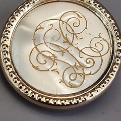 Vintage Monogram Brooch Decorative Scrollwork Round General Manufacturing USA