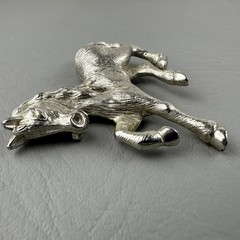 Vintage Horse Brooch Silver Tone Prancing Stallion Equestrian Western Figural