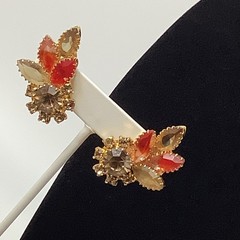 D&E Juliana Pink Givre Earrings Crystals Climber Gold Tone 1.75″