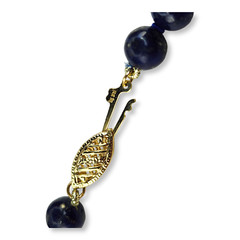 Vintage Graduated Lapis Lazuli and 14KT Gold Beads Clasp Necklace 17.75 Inches