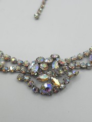 VTG Aurora Borealis Rhinestone Bib Necklace Multi Tier Choker Statement