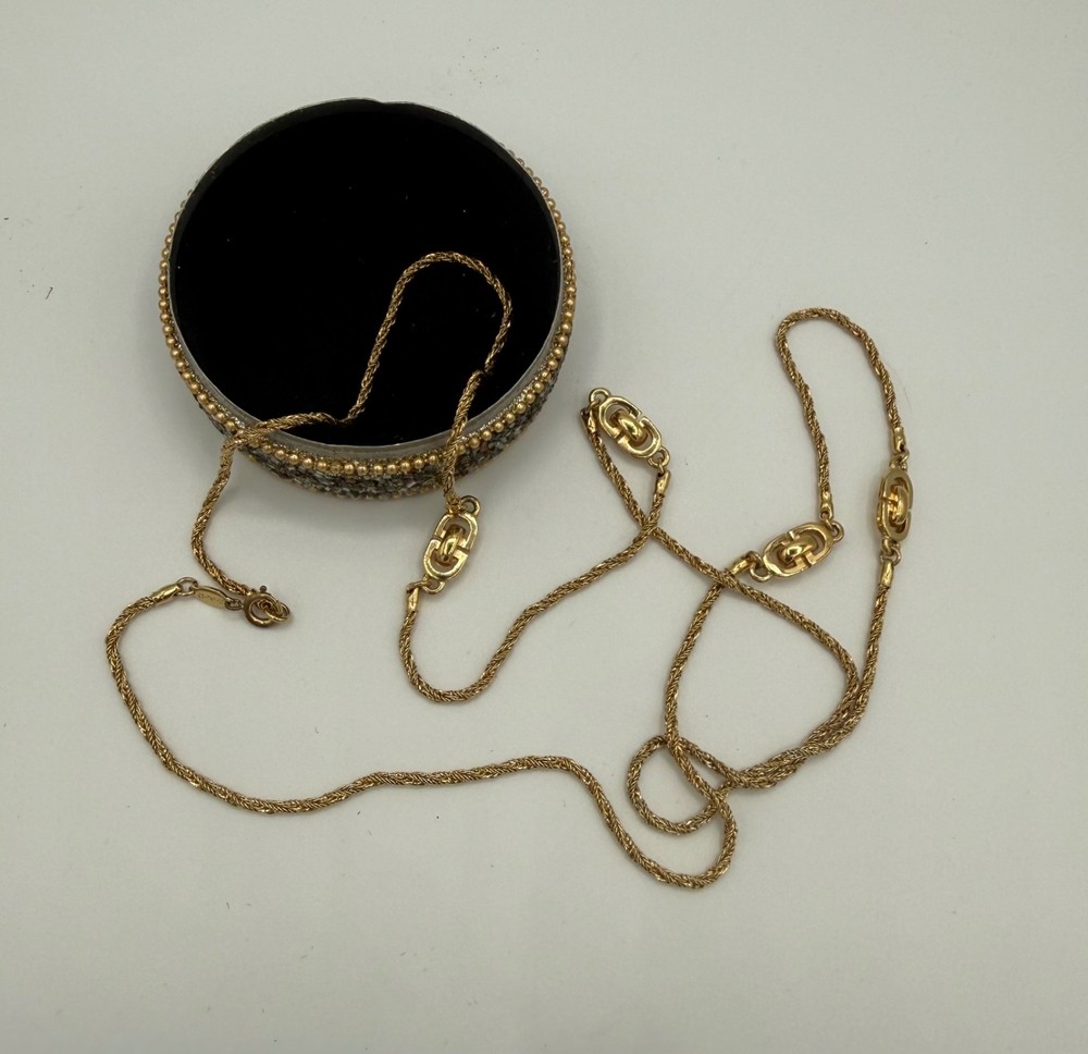 Christian Dior Vintage 36″ Gold Plated Necklace Twisted Braid Chain