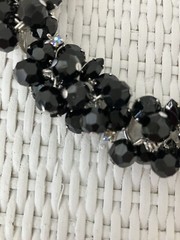 RARE! JULIANA Jet Black Cha Cha Dangle Bead Bracelet AB Rhinestone Clasp! Mint!