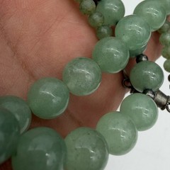 Vintage Green Stone Necklace Natural Round Polished Estate
