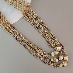 Vintage Chain Necklace Gold Tone Curb Link Triple Layer Long Endless 58″ Flapper
