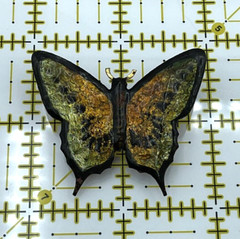 Vintage Unbranded Enamel Green Black Butterfly Brooch Pin, Western Germany