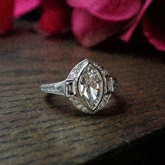 Vintage Art Deco Lab-Created Diamond Milgrain Wedding 14K White Gold Finish Ring