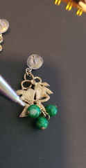 Vtg Christmas Bells Pierced post Earrings Dangle Balls Red Green Grannycore